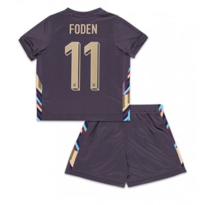 Fotbalové Dres Anglie Phil Foden #11 Dětské Venkovní Oblečení ME 2024 Krátký Rukáv (+ trenýrky)